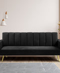 Levede Sofa Bed Convertible Velvet Lounge Recliner Couch Sleeper 3 Seater Black-1954802342197071878