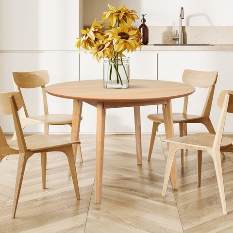 Levede Dining Table Round Rubberwood Base 120cm Natural 120 CM-1864183291977011206