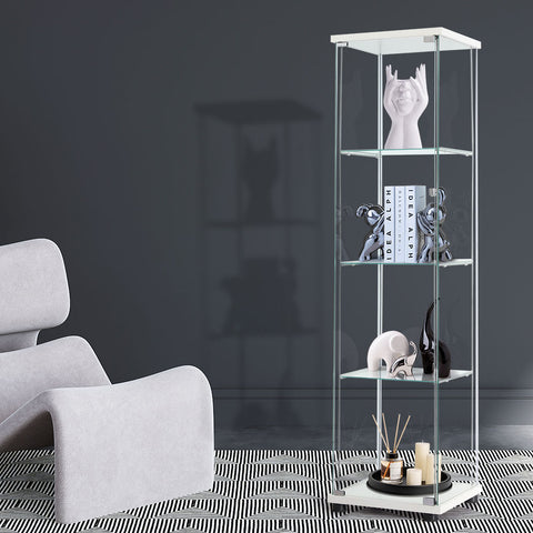 Stacked Display Cabinet Tempered Glass White-1954803004272152582