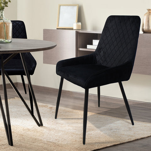 Dining Chairs x 8 Padded Seat Soft Velvet-1950769994770026502