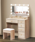 Levede Dressing Table Stool Set Oak-1954802443070083078