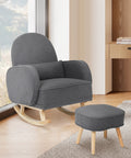 Levede Fleece Rocking Chair with footstool-1954802408546766854