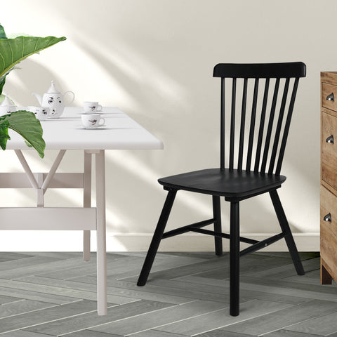 Levede 2x Dining Chairs Kitchen Winsor Black-1954802978070335494