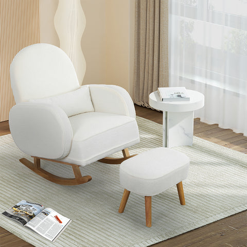Levede Fleece Rocking Chair with footstool-1886651016225624071