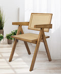 Levede 2x Dining Chair Solid Wood Rattan Natural-1954802993522151431