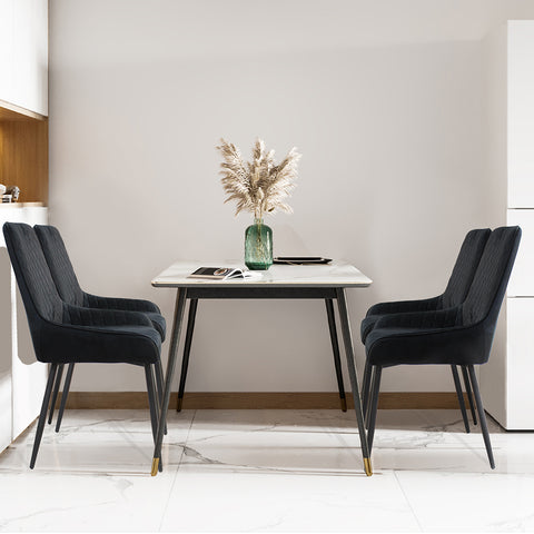Dining Chairs x 4 Padded Seat Soft Velvet-1950769994606448647