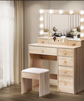 Levede Dressing Table Stool Set Oak-1954802443070083079
