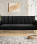 Levede Sofa Bed Convertible Velvet Lounge Recliner Couch Sleeper 3 Seater Black-1954802342197071879