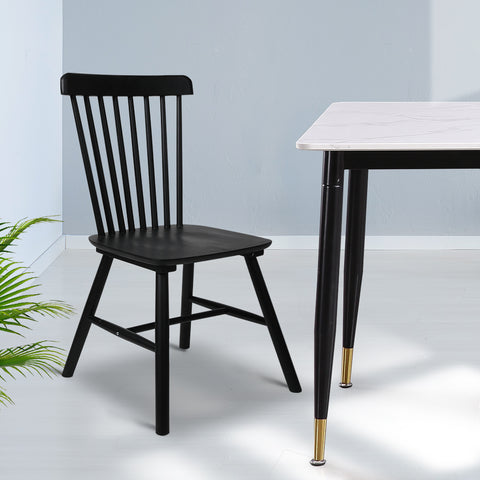 Levede 2x Dining Chairs Kitchen Winsor Black-1954802978070335495