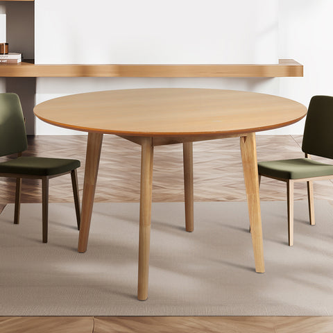 Levede Dining Table Round Rubberwood Base 120cm Natural 120 CM-1864183291977011207