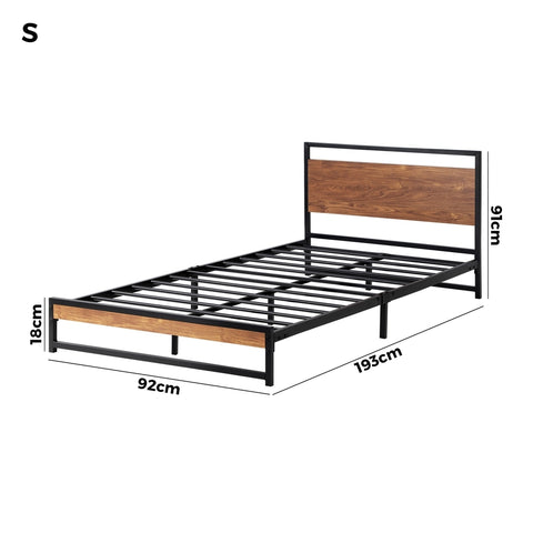 Metal Bed Frame Single Size Beds Platform Wood