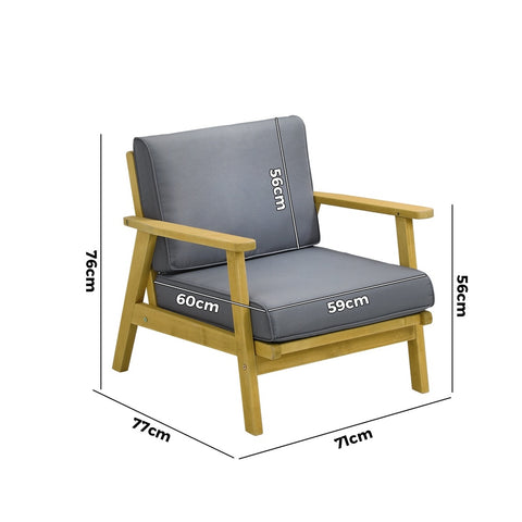 Livsip 2PCS Outdoor Wooden Armchair with Cushion