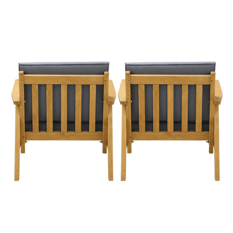 Livsip 2PCS Outdoor Wooden Armchair with Cushion