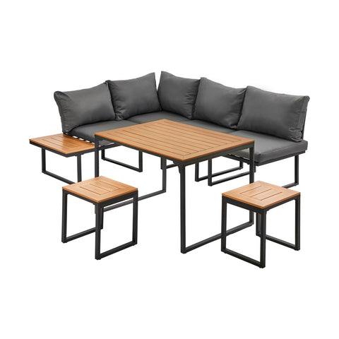 Livsip 6 Seater Outdoor Dining Sofa Set Lounge Furniture Grey