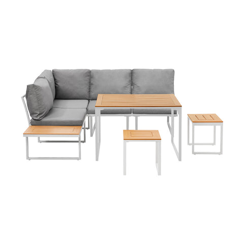 Livsip 6 Seater Outdoor Dining Sofa Set Lounge Furniture White