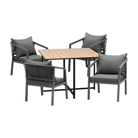 Livsip 4 Seater Outdoor Dining Set Garden Table Chairs Setting