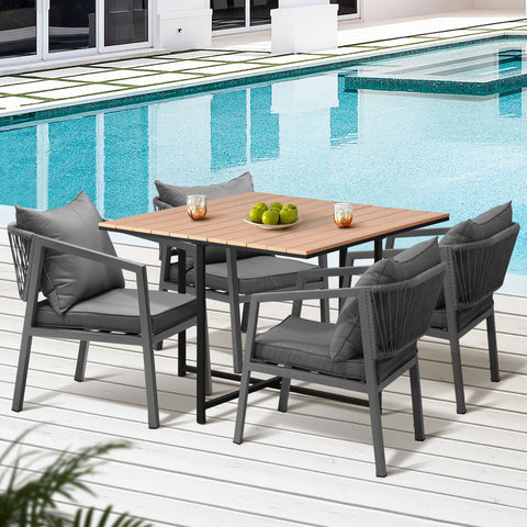 Livsip 4 Seater Outdoor Dining Set Garden Table Chairs Setting