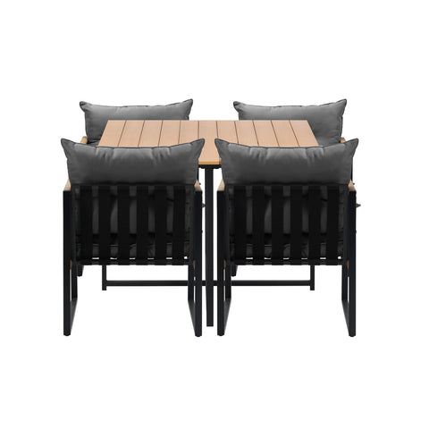 Livsip Outdoor Dining Set Wood-Plastic Table 4 Seater