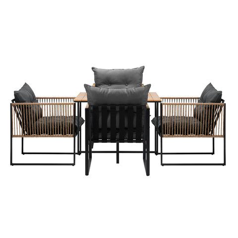 Livsip Outdoor Dining Set Wood-Plastic Table 4 Seater