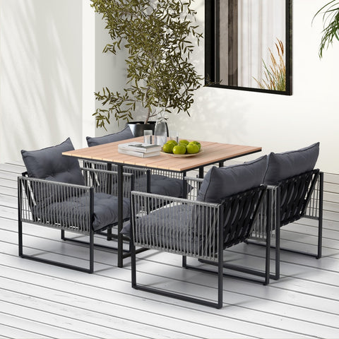 Livsip 5PCS Outdoor Dining Set Garden Table Chairs with Cushions