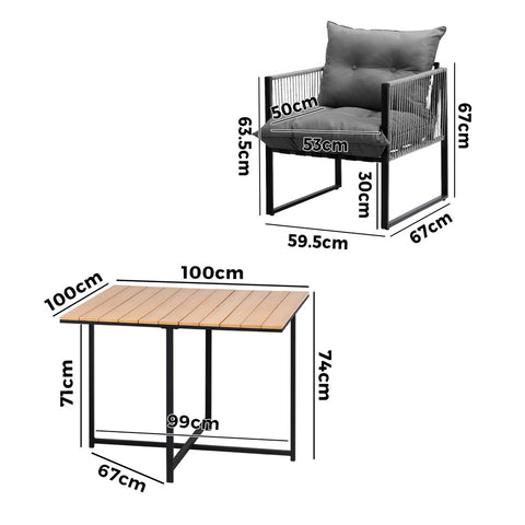 Livsip 5PCS Outdoor Dining Set Garden Table Chairs with Cushions