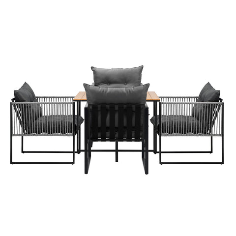 Livsip 5PCS Outdoor Dining Set Garden Table Chairs with Cushions