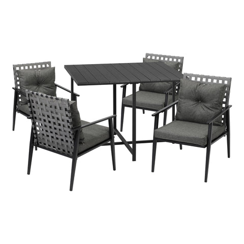 Livsip 5PCS Outdoor Dining Set Black Table and Rattan Chairs