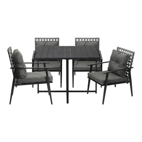 Livsip 5PCS Outdoor Dining Set Black Table and Rattan Chairs