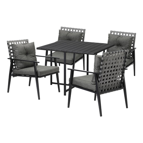 Livsip 5PCS Outdoor Dining Set Black Table and Rattan Chairs