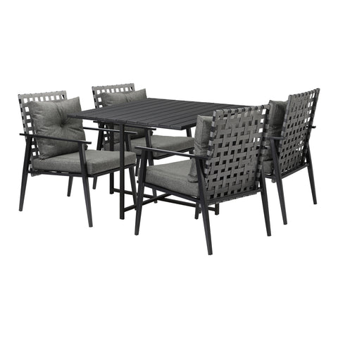 Livsip 5PCS Outdoor Dining Set Black Table and Rattan Chairs