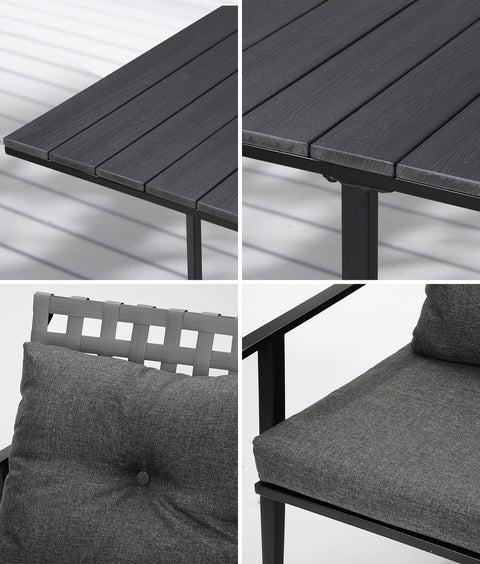 Livsip 5PCS Outdoor Dining Set Black Table and Rattan Chairs