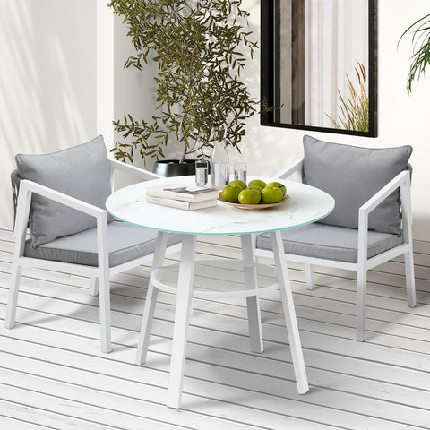 Livsip Outdoor Dining Setting Lounge Chair Bistro Set 3PCS White