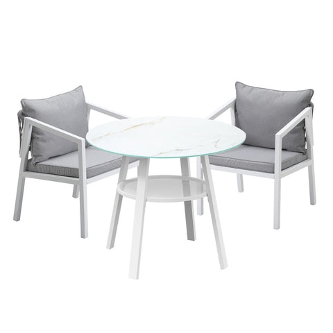 Livsip Outdoor Dining Setting Lounge Chair Bistro Set 3PCS White