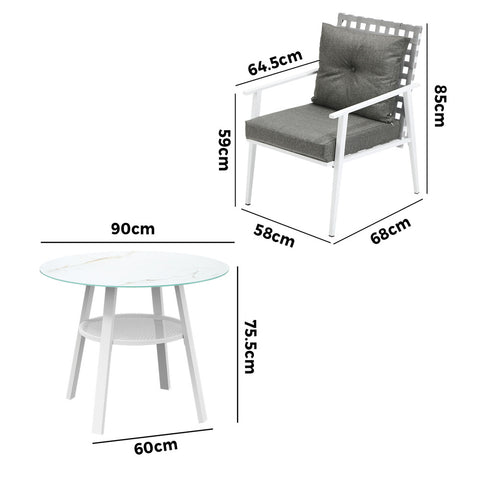 Livsip Outdoor Dining Set 5PCS Marble Table Rattan Chair