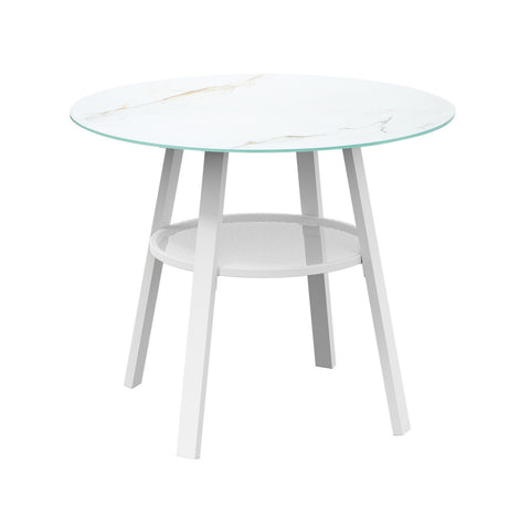 Livsip Outdoor Dining Set 5PCS Marble Table Rattan Chair