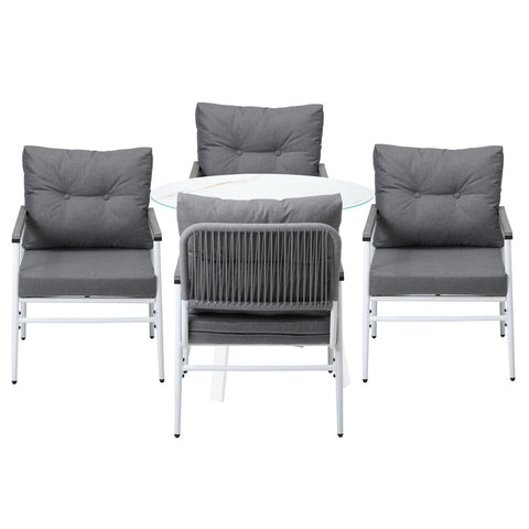 Livsip Outdoor Dining Setting 4 Seater Tempered Glass Table