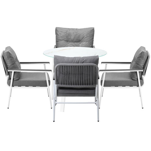 Livsip Outdoor Dining Setting 4 Seater Tempered Glass Table