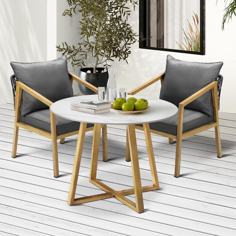 Livsip 3PCS Outdoor Dining Set 90cm Table&Lounge Chairs