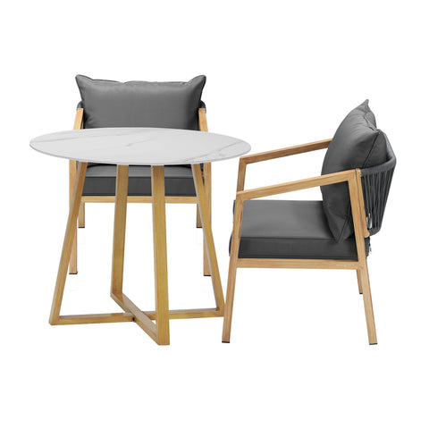 Livsip 3PCS Outdoor Dining Set 90cm Table&Lounge Chairs