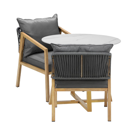 Livsip 3PCS Outdoor Dining Set 90cm Table&Lounge Chairs