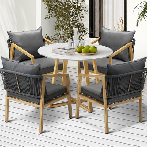 Livsip 5PCS Outdoor Dining Set 90cm Table&Lounge Chairs