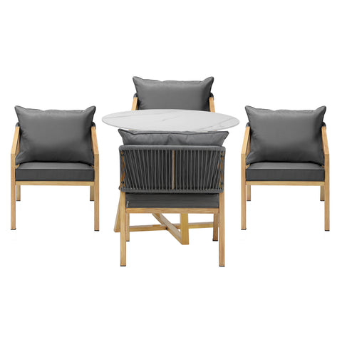 Livsip 5PCS Outdoor Dining Set 90cm Table&Lounge Chairs