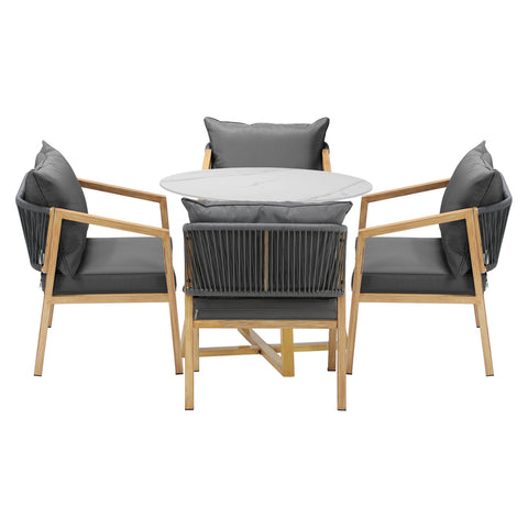 Livsip 5PCS Outdoor Dining Set 90cm Table&Lounge Chairs