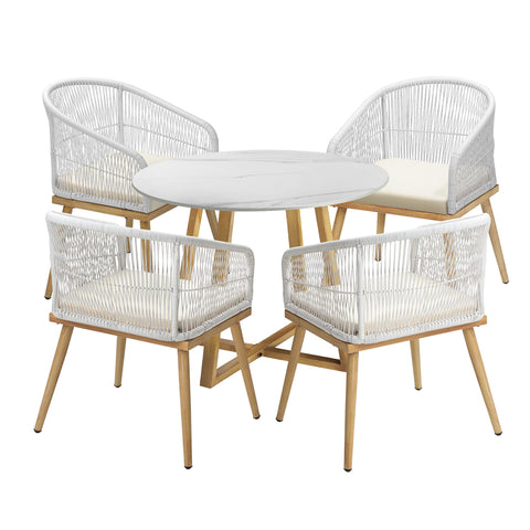 Livsip 5 Piece Outdoor Dining Set Table&Lounge Chairs for Patio