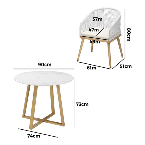Livsip 5 Piece Outdoor Dining Set Table&Lounge Chairs for Patio