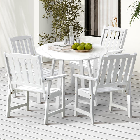Livsip 5PCS Outdoor Dining Set Table&Solid Wood Chair