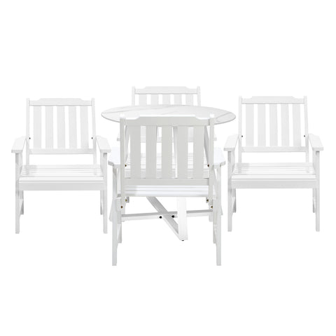 Livsip 5PCS Outdoor Dining Set Table&Solid Wood Chair