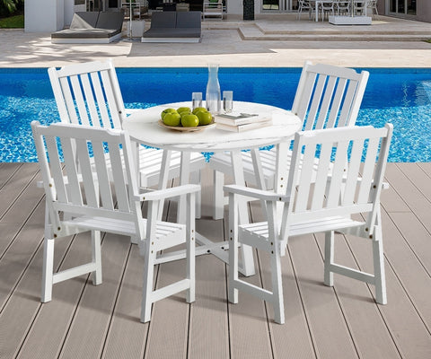 Livsip 5PCS Outdoor Dining Set Table&Solid Wood Chair