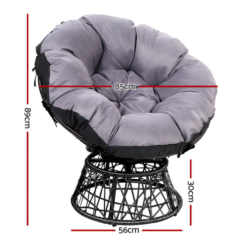 Outdoor Chair Wicker Patio Garden Black