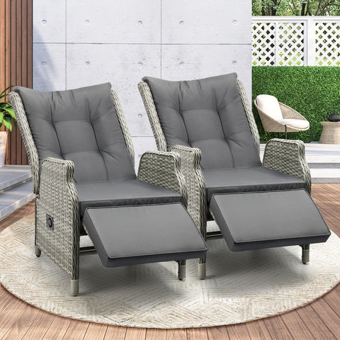 Livsip Recliner Chairs Wicker Sun lounge Grey X2
